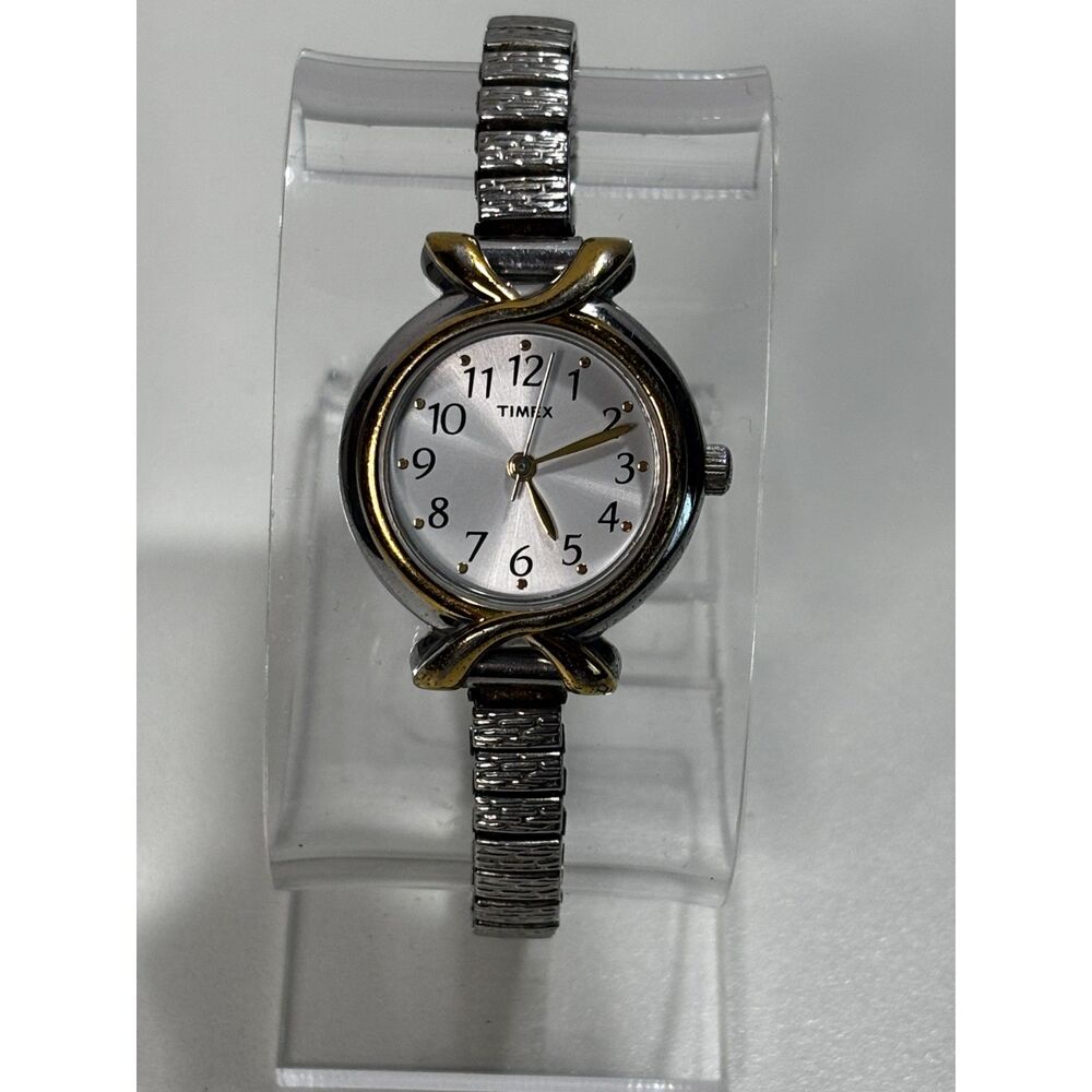 Timex T21854 two-tone stretch band quartz women's watch, working